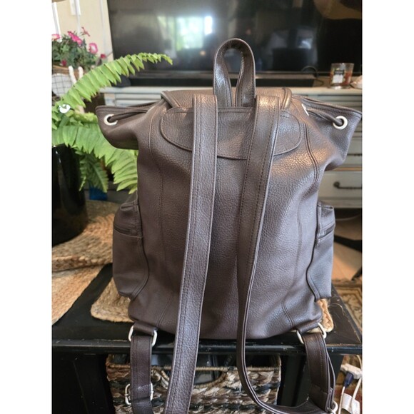 Guess USA Leather Brown Backpack Vintage Buckle Y2k Long Drawstring - Picture 2 of 9